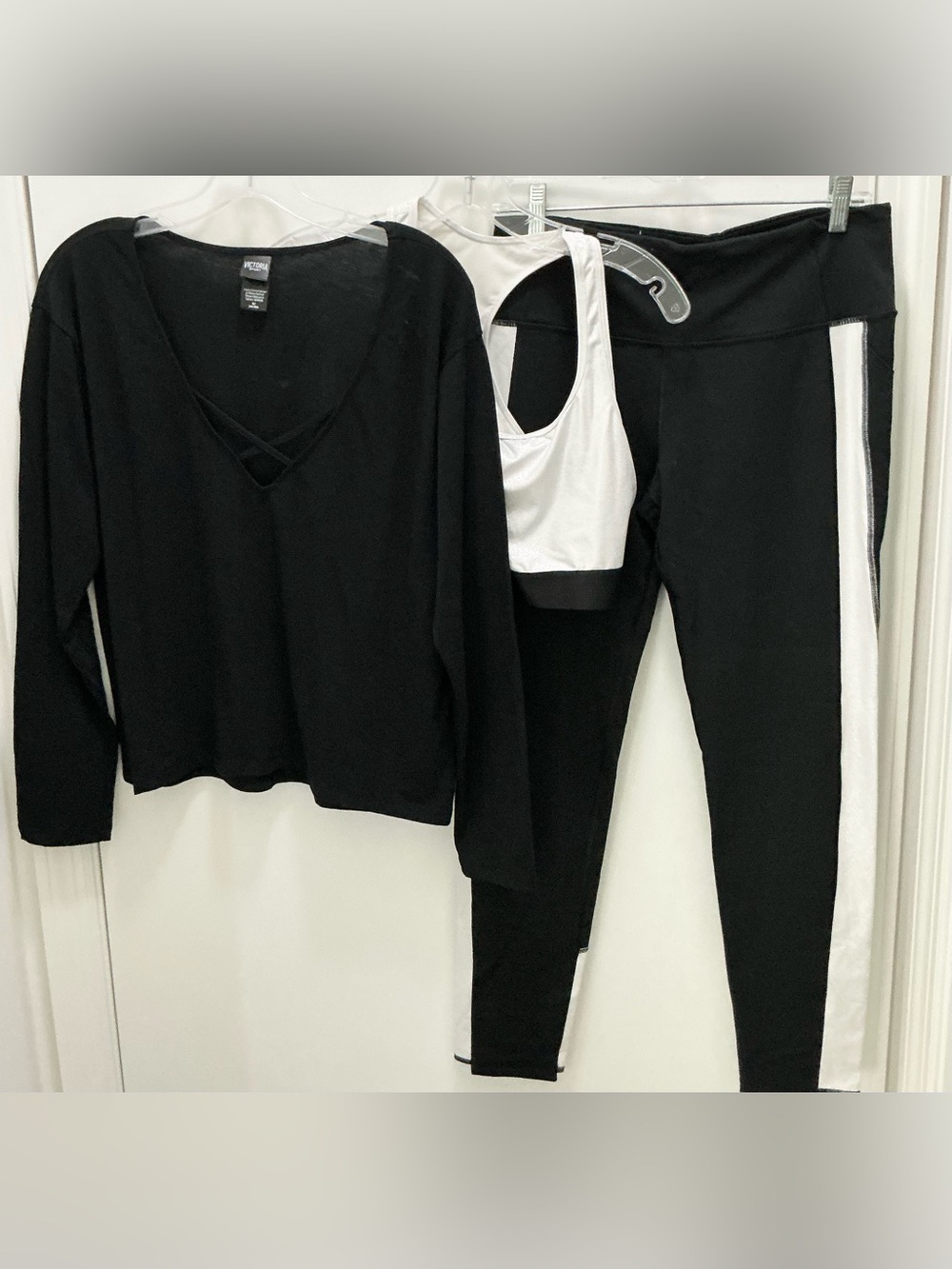 Victoria’s Secret 3-Piece Shimmer Activewear Set - Top, Sports Bra, Legging
